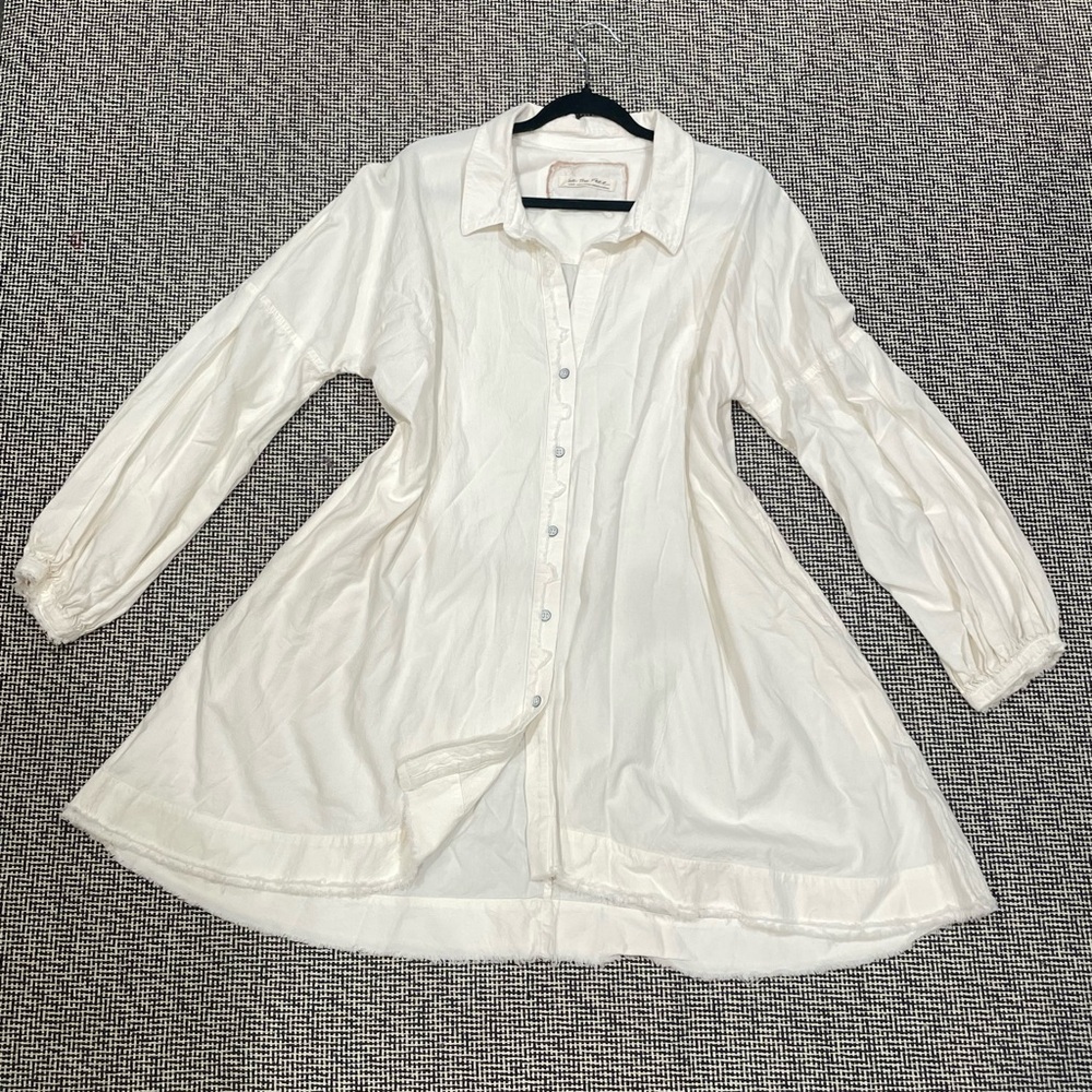 Free People We The Free White Button-Up Shirt Dress